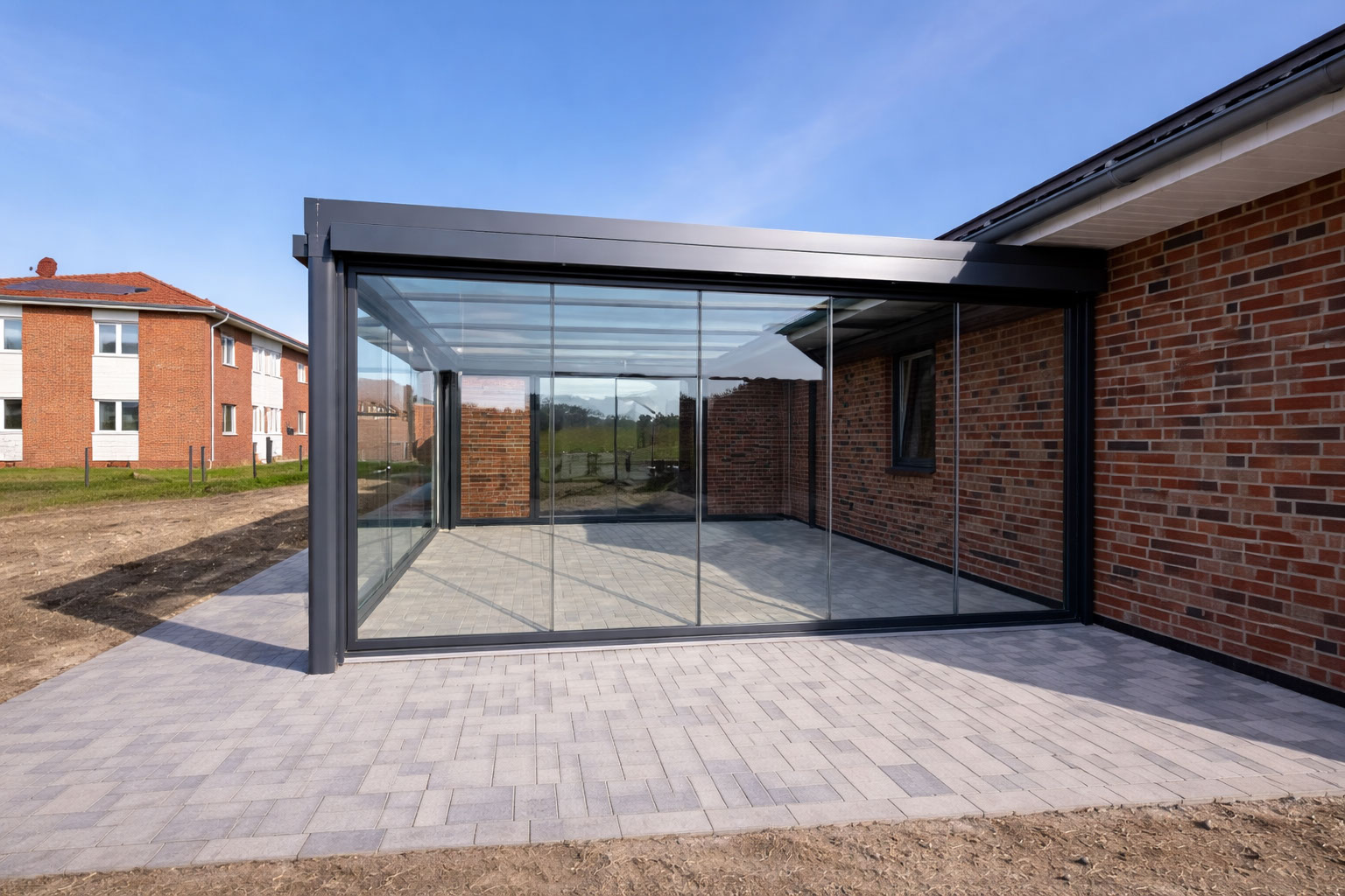Terrassenueberdachung glashaus schiebetuer neub…